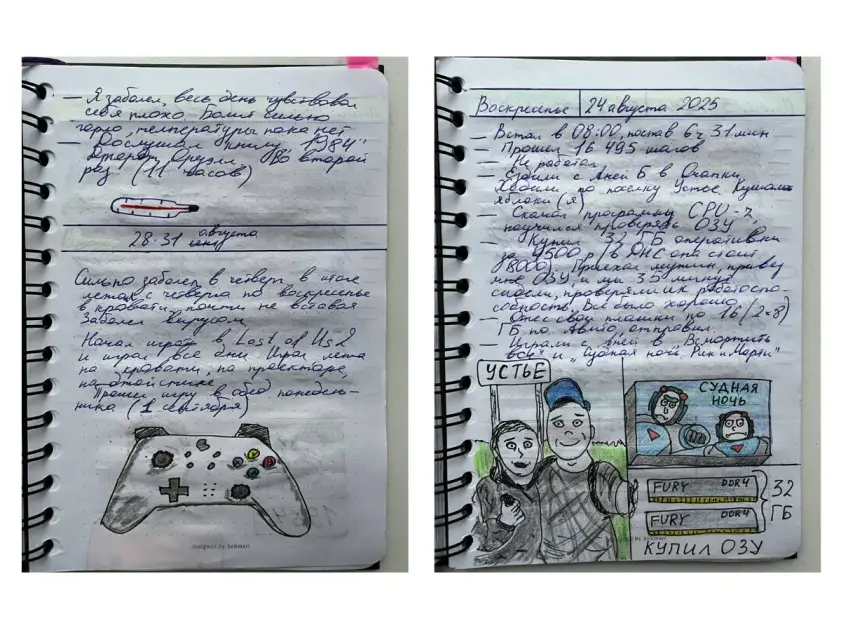 Рисунки Михаила в дневниках