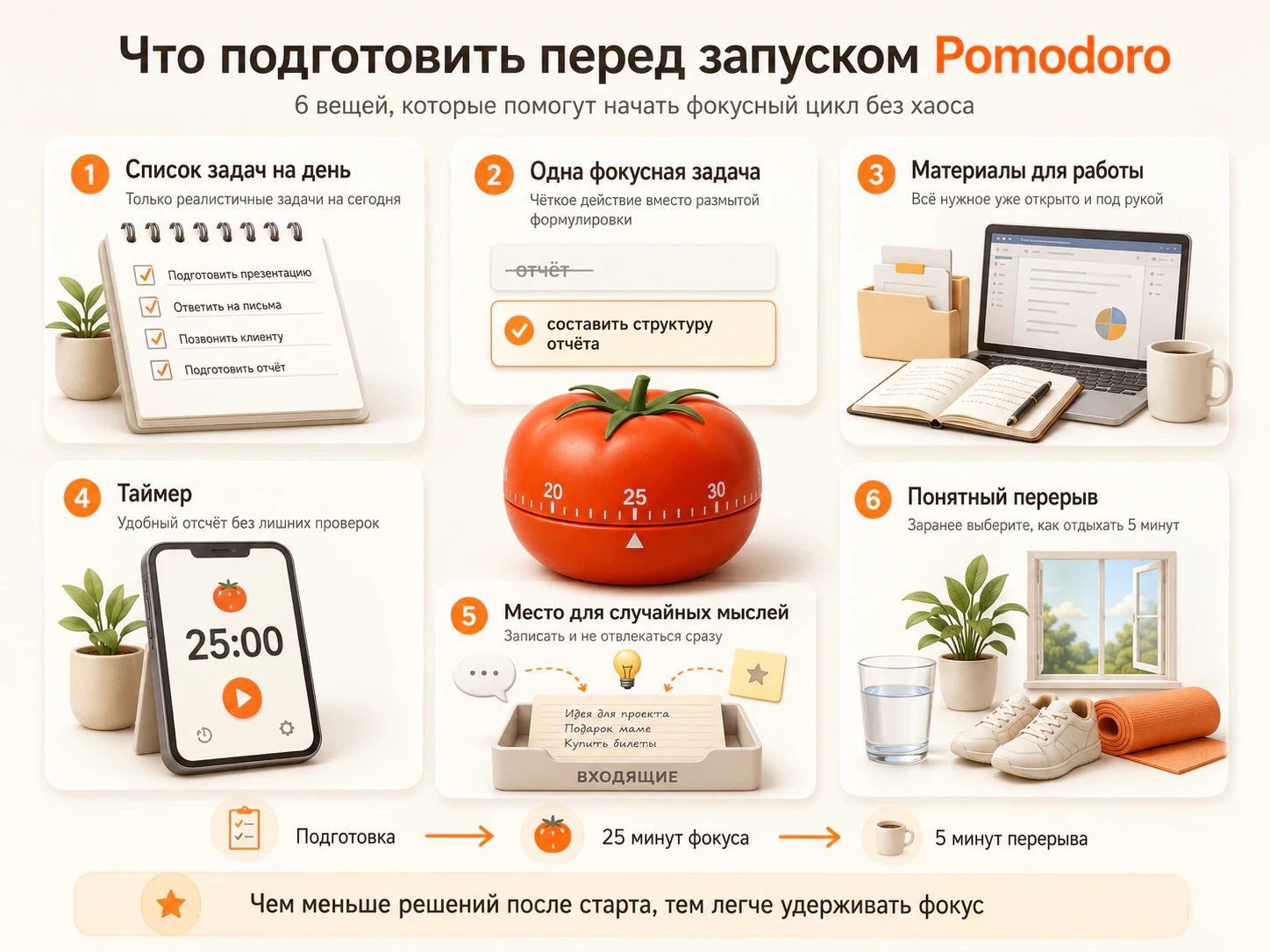 Что нужно подготовить перед запуском Pomodoro