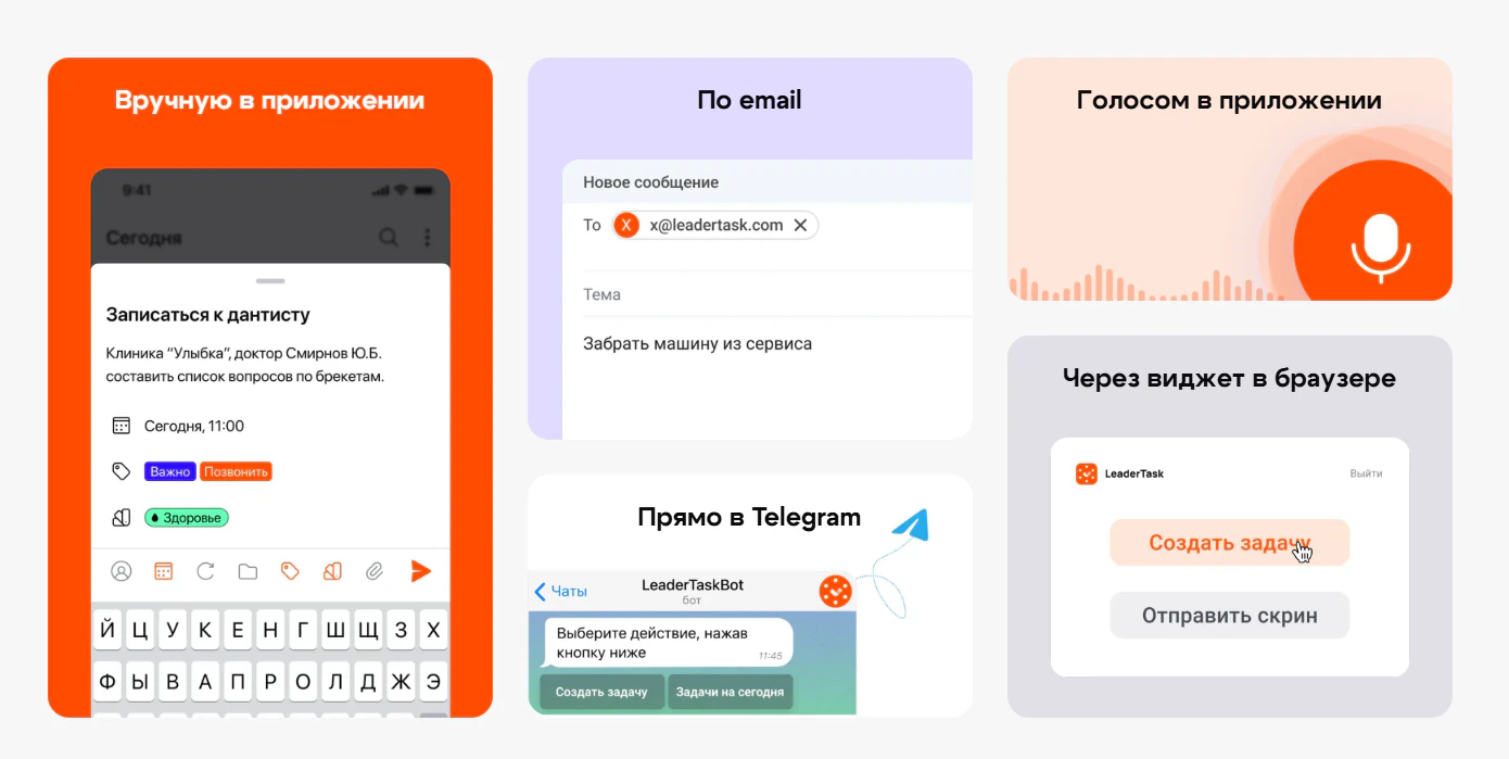 Быстрая фиксация новых задач в ЛидерТаск
