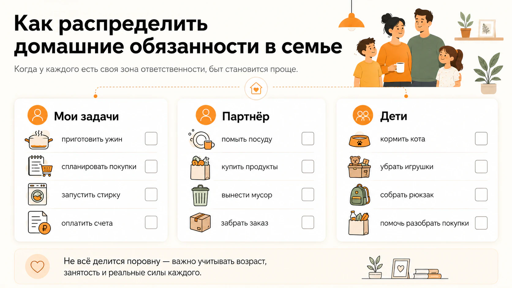 Как распределить домашние обязанности в семье