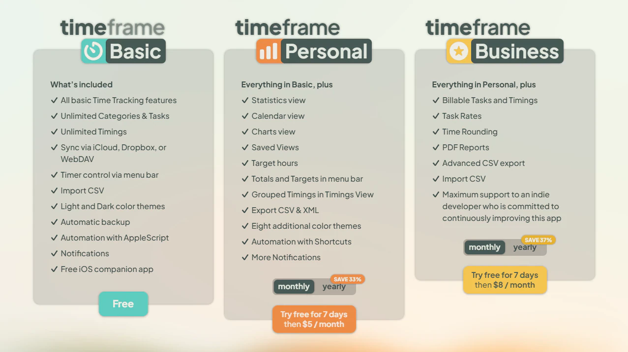 Тарифы TimeFrame