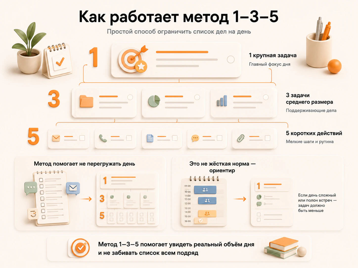 Метод 1-3-5 для продуктивности в тайм-менеджменте