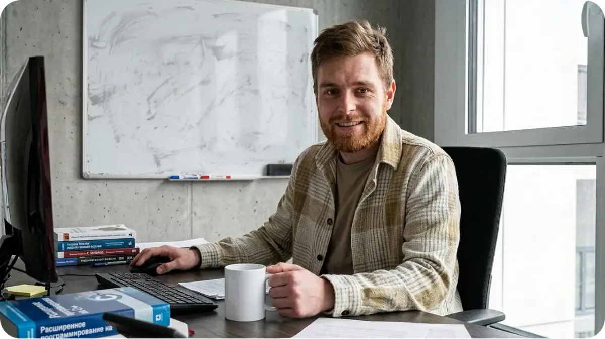 Руководитель IT за рабочим столом с ноутбуком