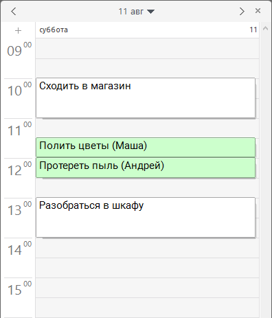 Расписание домашних дел