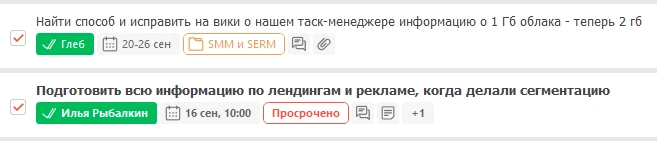 Исполнители в списке задач в ЛидерТаск