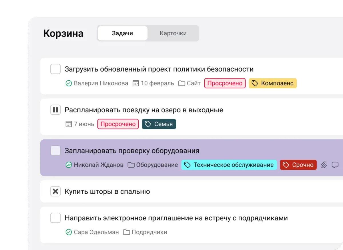 Корзина и архив