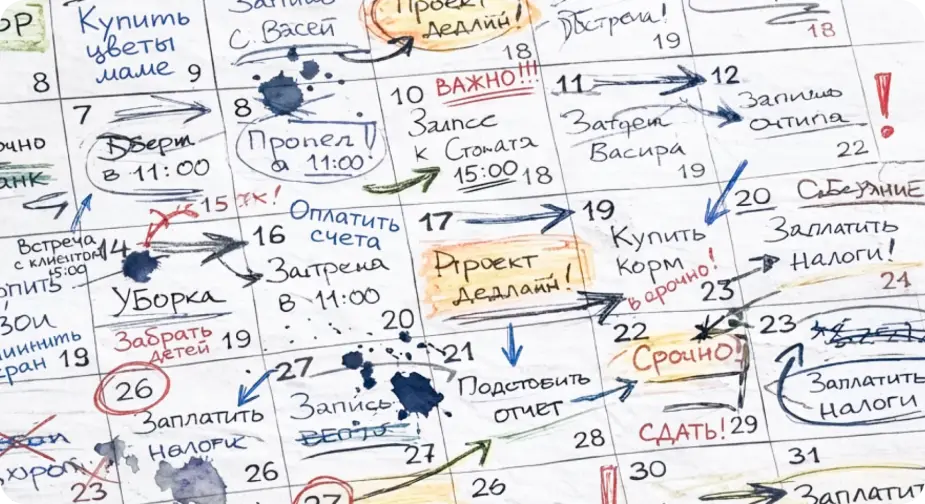 Бумажный календарь с помарками