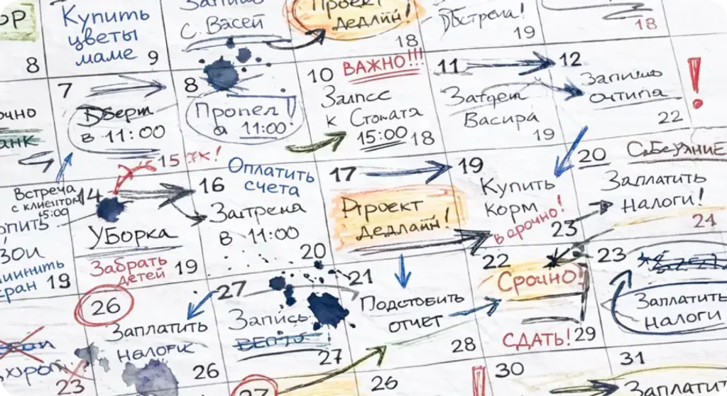 Бумажный календарь с помарками
