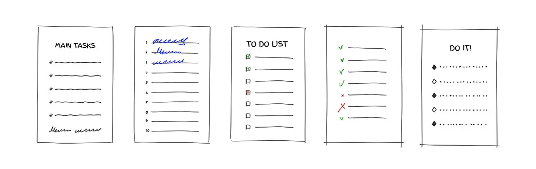 Варианты составления списка дел