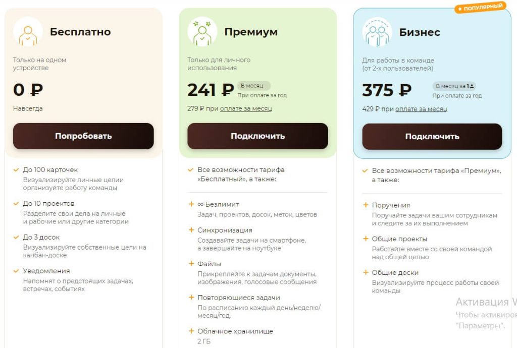 Тарифы ЛидерТаск